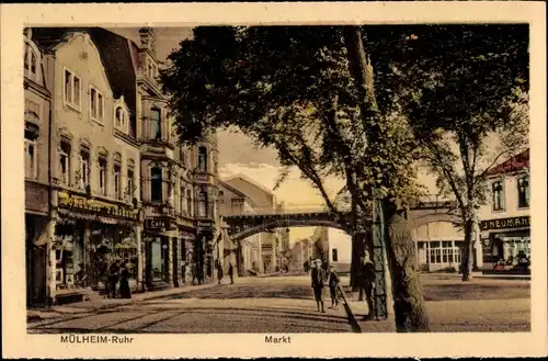 Ak Mülheim an der Ruhr, Markt, Geschäft Johannes Flaskamp