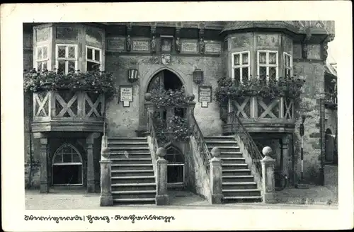 Ak Wernigerode am Harz, Rathaustreppe