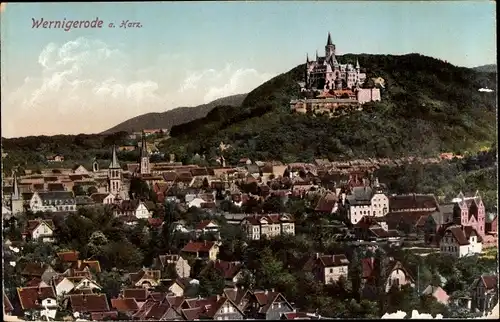 Ak Wernigerode am Harz, Panorama, Schloss