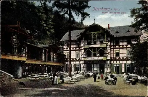 Ak Ilsenburg am Nordharz, Hotel Prinzess Ilse, Gartenterrasse