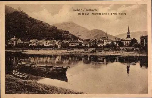 Ak Traben Trarbach an der Mosel, Blick auf Trarbach und die Gräfinburg