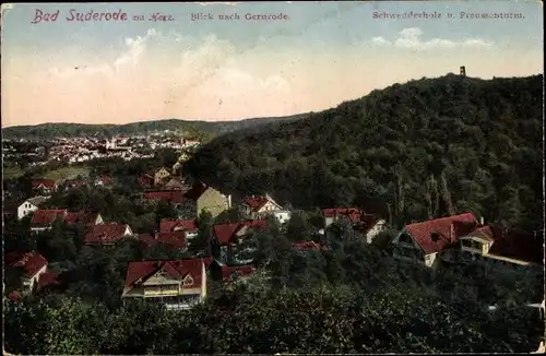 Ak Bad Suderode Quedlinburg im Harz, Blick nach Gernrode, Schwedderholz