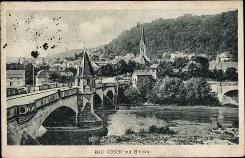 Ak Bad Kösen Naumburg an der Saale, Teilansicht mit Brücke