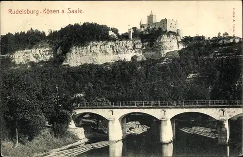 Ak Bad Kösen Naumburg an der Saale, Rudelsburg, Brücke