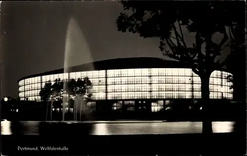 Ak Dortmund im Ruhrgebiet, Westfalenhalle, Fontäne