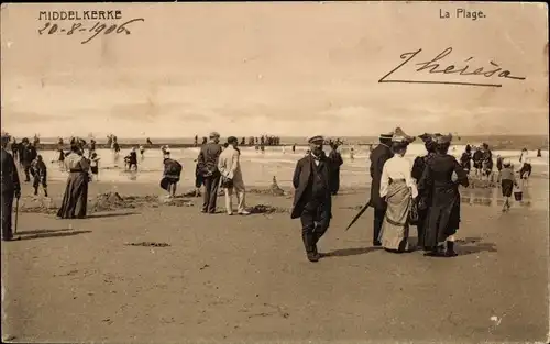 Ak Middelkerke Westflandern, La Plage