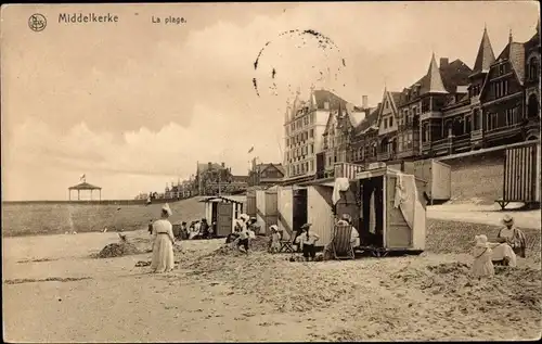 Ak Middelkerke Westflandern, La Plage