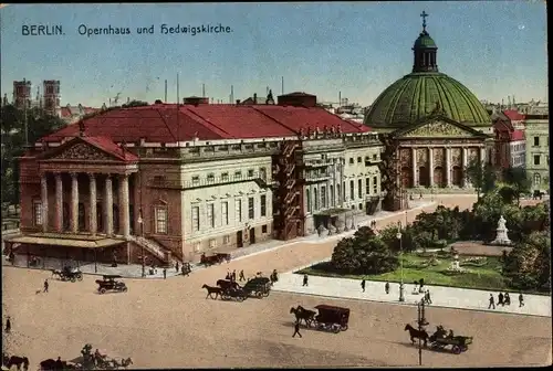 Ak Berlin Mitte, Opernhaus und Hedwigskirche