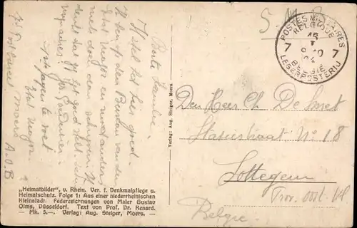 Ak Moers am Niederrhein, Partie an der Moerse