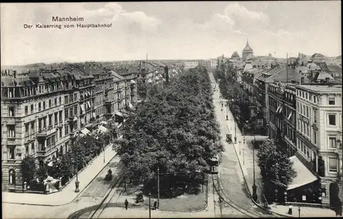 Ak Mannheim in Baden, Der Kaiserring von Hauptbahnhof