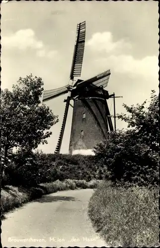 Ak Brouwershaven Zeeland, Molen den Haan