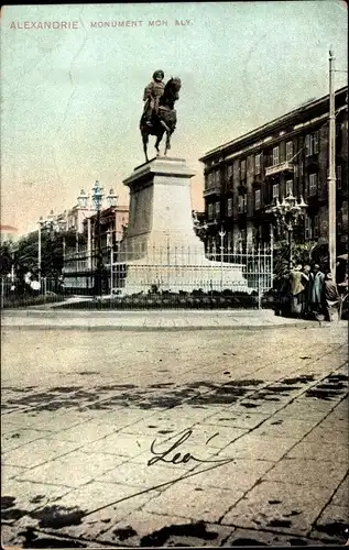 Ak Alexandria Ägypten, Monument Mohamed Aly, Reiterdenkmal