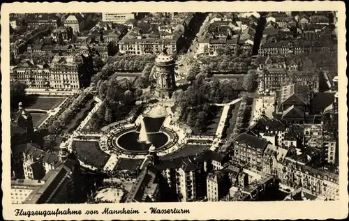 Ak Mannheim in Baden, Wasserturm, Häuser, Fliegeraufnahme