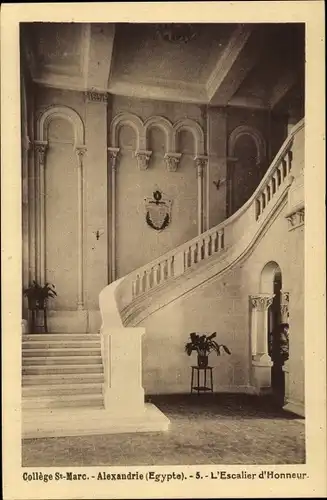 Ak Ägypten, Alexandrie Egypte, Collège St. Marc, L'Escalier d'Honneur