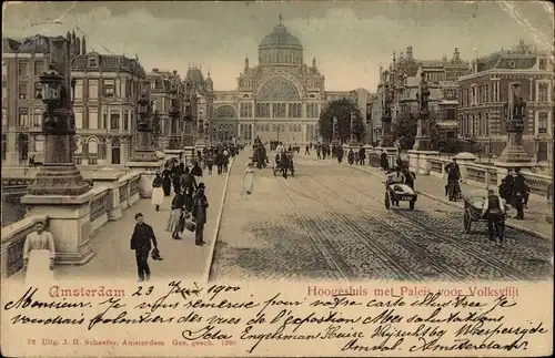 Ak Amsterdam Nordholland Niederlande, Hoogesluis met Paleis voor Volksvlijt