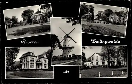 Ak Bellingwolde Groningen, Windmühle, Villa