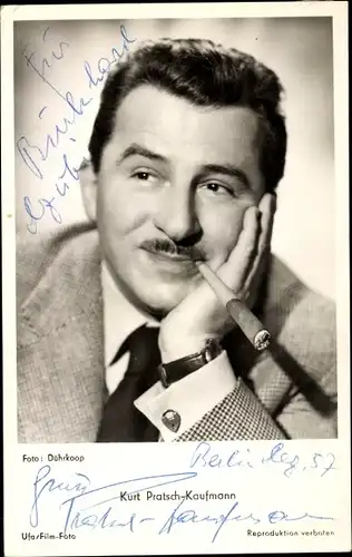 Ak Schauspieler Kurt Pratsch Kaufmann, Portrait, Autogramm