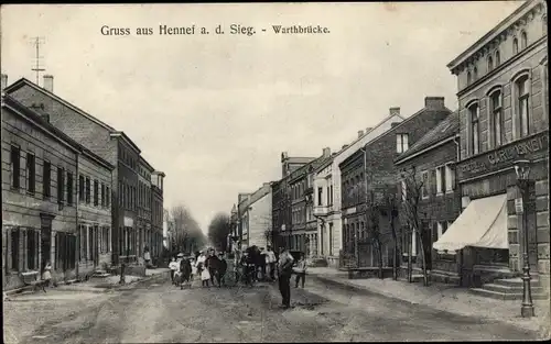 Ak Hennef an der Sieg, Warthbrücke, Geschäftshaus