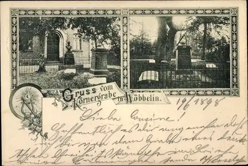 Ak Wöbbelin in Mecklenburg, Grab Theodor Körner
