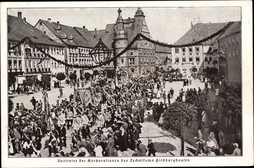 Studentika Ak Hildburghausen in Thüringen, Festzug, Vertreter der Korporationen des Technikums