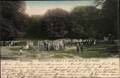 Ak Bruxelles Brüssel, Marchande de creme a la glace au Bois de la Cambre