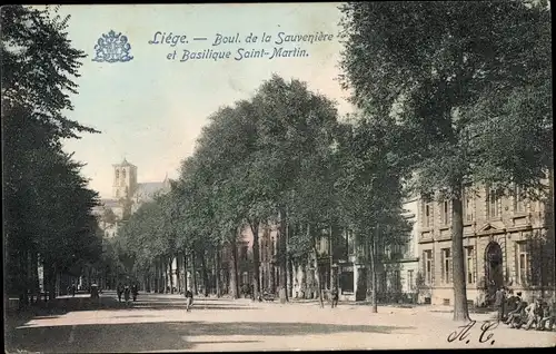 Ak Liège Lüttich Wallonien, Boulevard de la Sauveniere et Basilique Saint Martin