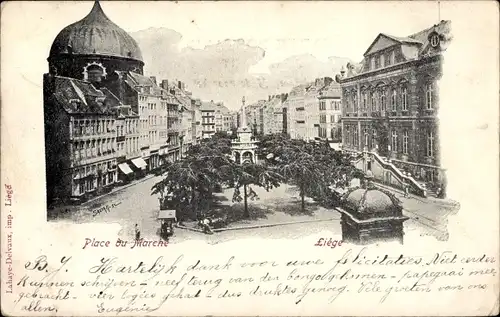 Ak Liège Lüttich Wallonien, Place du Marché