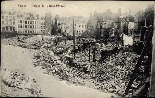Ak Namur Wallonien, Ruines de la Grand Place, Kriegszerstörung 1. WK
