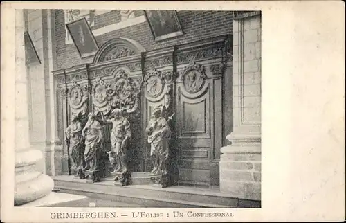 Ak Grimbergen Flämisch Brabant, L'Eglise, Un Confessional