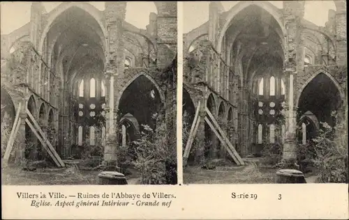 Stereo Ak Villers la Ville Wallonisch Brabant, Ruines de l'Abbaye de Villers