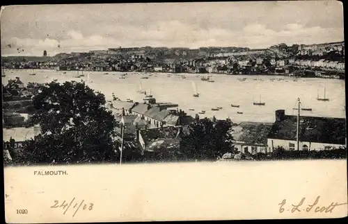 Ak Falmouth Cornwall England, Gesamtansicht