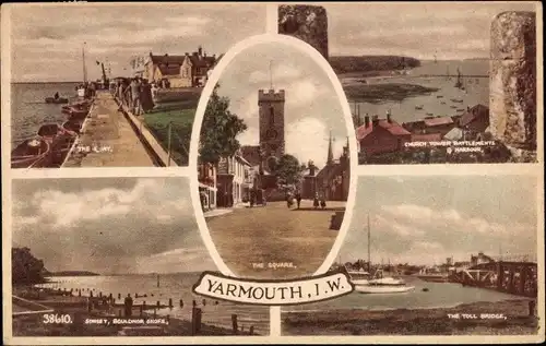 Ak Yarmouth Isle of Wight England, Pier, The Square, The Toll Bridge