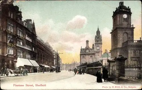 Ak Sheffield Yorkshire England, Pinstone Street