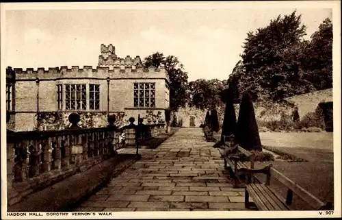 Ak Bakewell Derbyshire, Haddon Hall, Dorothy Vernon's Walk