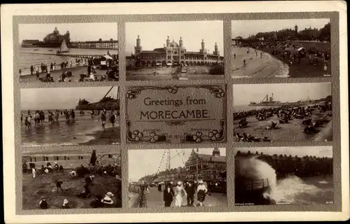 Ak Morecambe Lancaster Lancashire England, Promenade, Strand