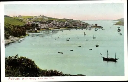 Ak Polruan Cornwall England, seen from Hall Walk, Panoramaansicht