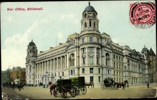 Ak City of Westminster London England, Whitehall, War Office, Kutsche