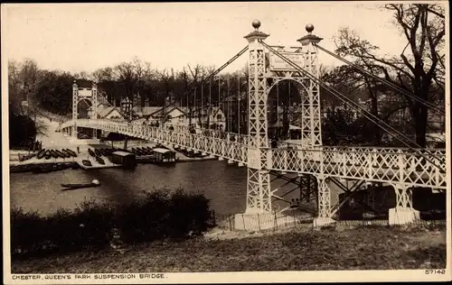 Ak Chester Cheshire England, Queens Park Suspension Bridge