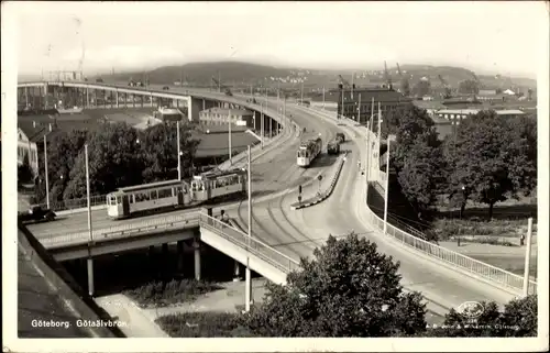 Ak Göteborg Schweden, Götaälvbron, Straßenbahn