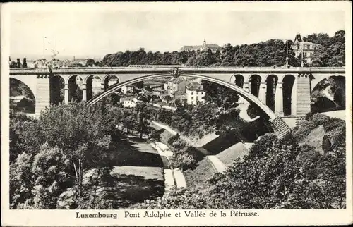 Ak Luxemburg Luxembourg, Pont Adolphe, Vallée de la Pétrusse