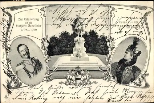 Ak Moers am Niederrhein, 200jähr. Jubelfeier 1902, Kaiser Wilhelm II, Kaiserin Auguste Viktoria