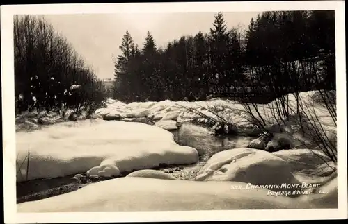 Ak Chamonix Mont Blanc Haute Savoie, Paysage d'hiver