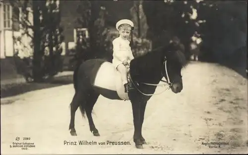 Ak Prinz Wilhelm von Preußen, Pony