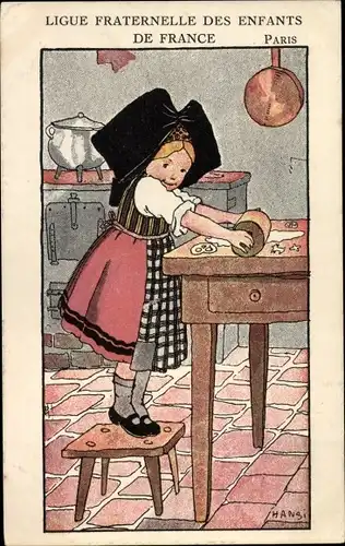 Künstler Ak Hansi, Jean Jacques Waltz, Ligue Fraternelle des Enfants de France, Elsässer Mädchen
