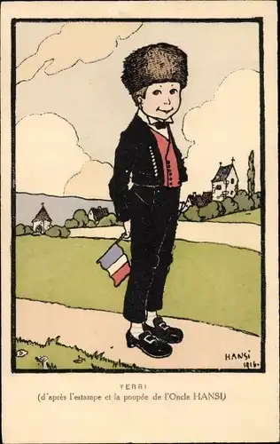 Künstler Ak Hansi, Jean Jacques Waltz, Yerri, Junge in Elsässer Volkstracht