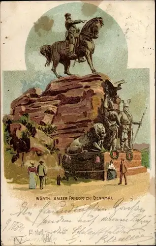 Litho Wœrth sur Sauer Woerth Wörth an der Sauer Elsass Bas Rhin, Kaiser Friedrich Denkmal