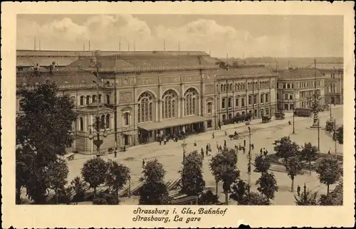 Ak Strasbourg Straßburg Elsass Bas Rhin, Bahnhof