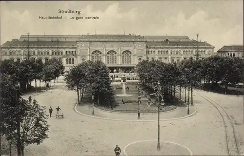 Ak Strassburg Bas Rhin, Vue sur la gare centrale