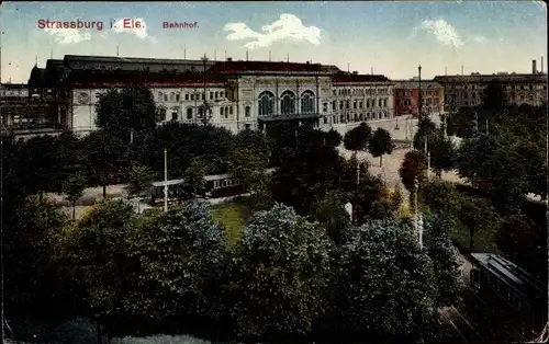 Ak Straßburg Elsaß Bas Rhin, Ansicht vom Bahnhof, La Gare