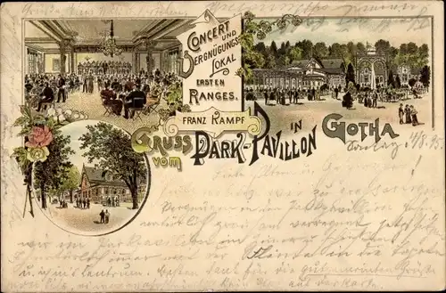 Vorläufer Litho Gotha in Thüringen, Konzert und Vergnügungslokal Park Pavillon, 1895